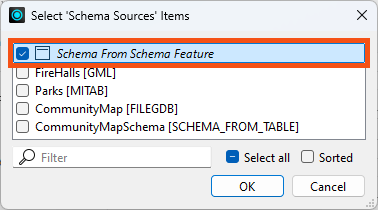 Setting Schema Source to Schema From Schema Feature